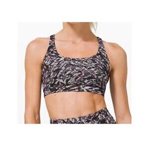 Lululemon Energy Bra Kaleidoscope Pink Multi Athletic Bra Size 6 Runs Small